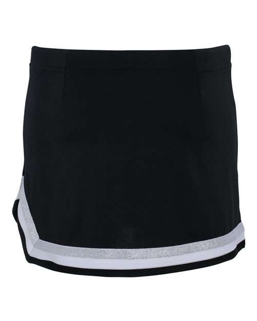 Girls' Pike Cheer Skirt - Black/ White/ Metallic Silver Back