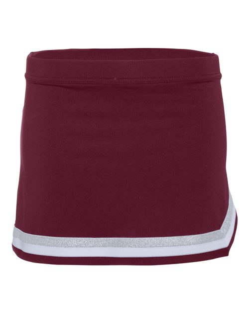 Girls' Pike Cheer Skirt - Maroon/ White/ Metallic Silver Front