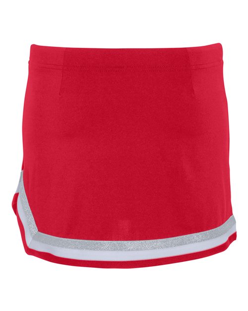 Girls' Pike Cheer Skirt - Red/ White/ Metallic Silver Back