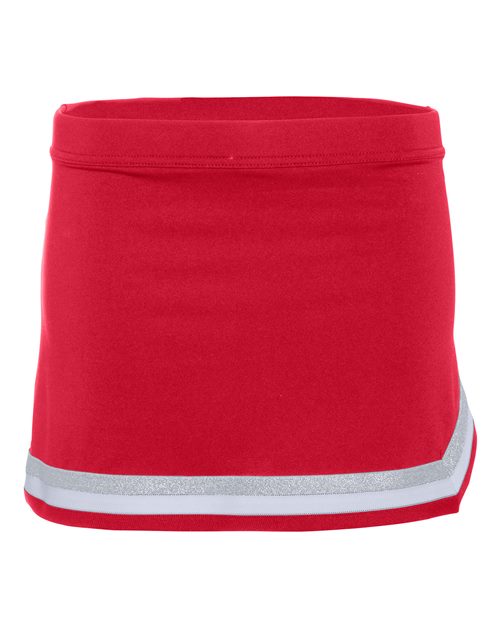 Girls' Pike Cheer Skirt - Red/ White/ Metallic Silver Front