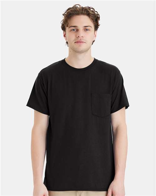 Hanes Unisex Workwear Pocket T-Shirt - Model Front