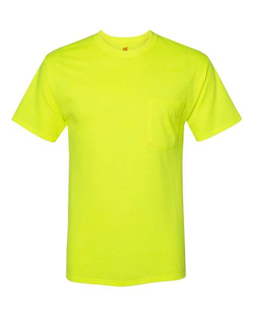 Unisex Workwear Pocket T-Shirt - Safety Green Front