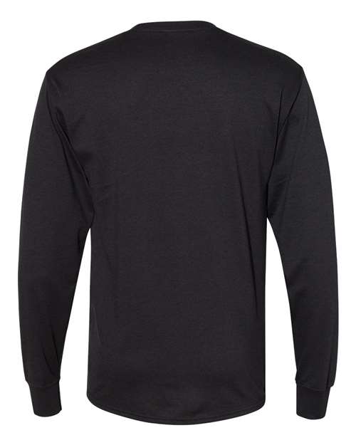 Unisex Workwear Long Sleeve Pocket T-Shirt - Black Back