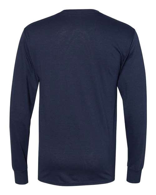 Unisex Workwear Long Sleeve Pocket T-Shirt - Navy Back