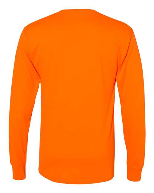 Unisex Workwear Long Sleeve Pocket T-Shirt - Safety Orange Back
