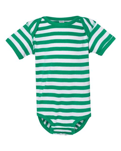 Infant Baby Rib Bodysuit - Kelly/ White Stripe Front