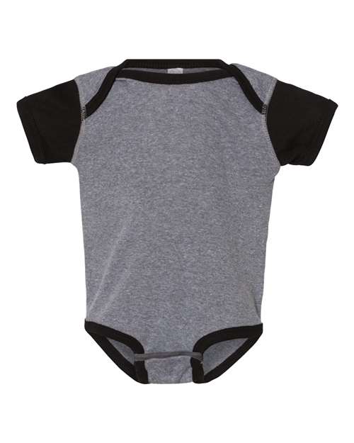 Infant Baby Rib Bodysuit - Granite Heather/ Black Front