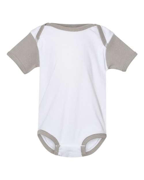 Infant Baby Rib Bodysuit - White/ Titanium Front