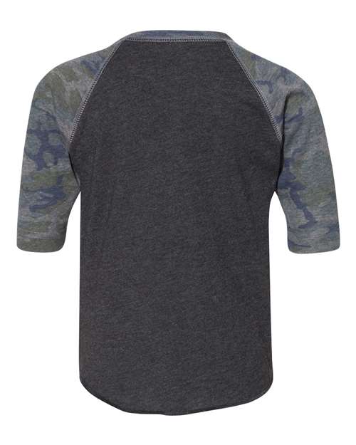 Toddler Baseball Fine Jersey Three-Quarter Sleeve Tee - Vintage Smoke/ Vintage Camo Back