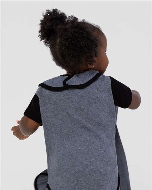 Infant Contrast Trim Premium Jersey Bib - Granite Heather/ Black Back