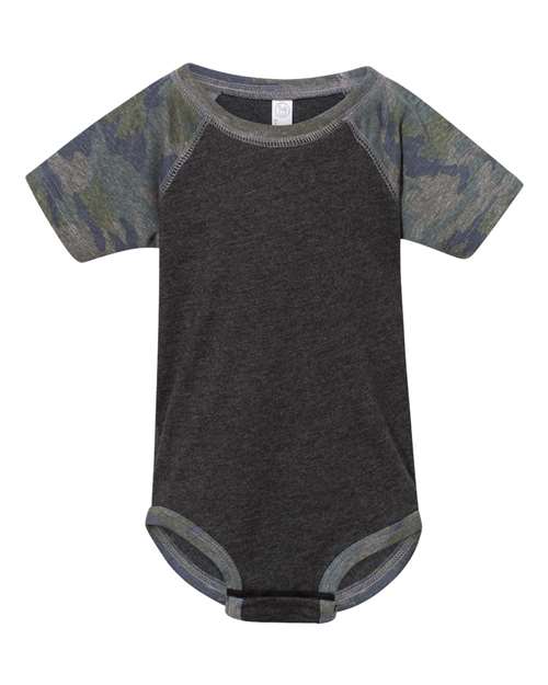Infant Baseball Fine Jersey Bodysuit - Vintage Smoke/ Vintage Camo Front