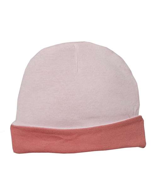 Infant Baby Rib Beanie - Ballerina/ Mauvelous Back