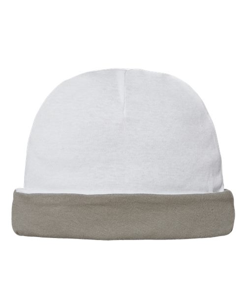 Infant Baby Rib Beanie - White/ Titanium Back