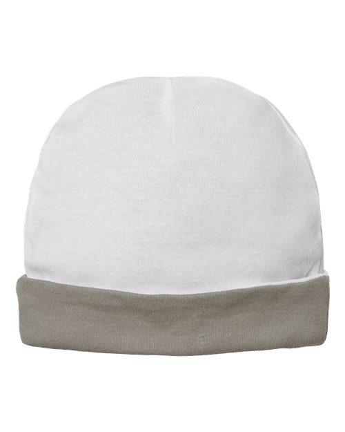 Infant Baby Rib Beanie - White/ Titanium Front