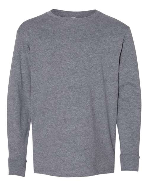 Youth Fine Jersey Long Sleeve Tee - Granite Heather Front