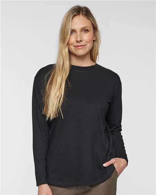 LAT Women's Fine Jersey Long Sleeve Tee - Model Front