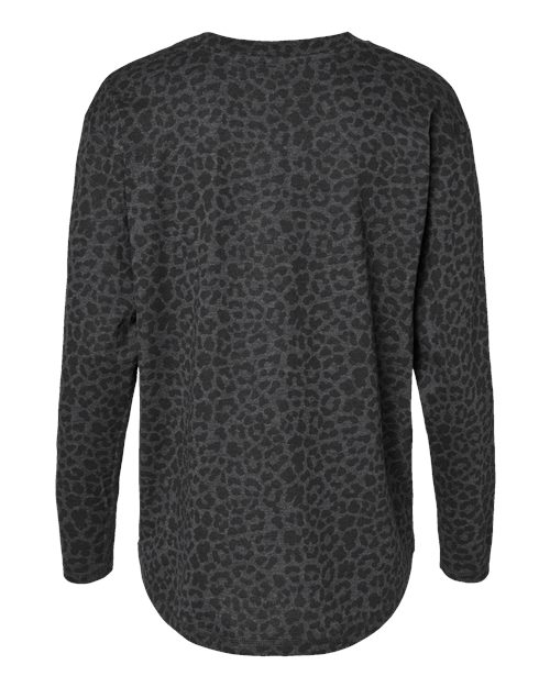 Women's Fine Jersey Long Sleeve Tee - Black Leopard Back