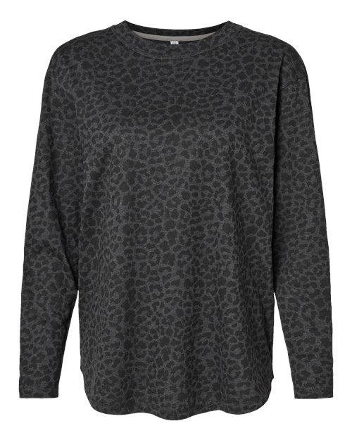 Women's Fine Jersey Long Sleeve Tee - Black Leopard Front