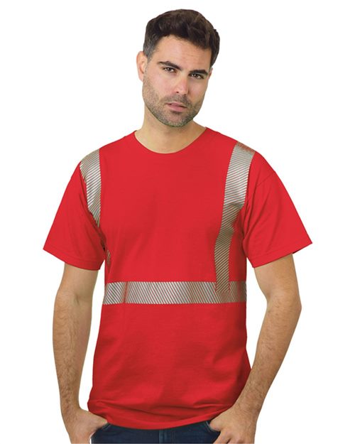 Unisex USA-Made Hi-Visibility Comfort Trim T-Shirt - Army Front