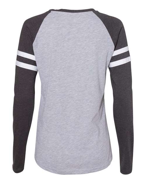 Women's Fine Jersey Mash Up Long Sleeve T-Shirt - Vintage Heather/ Vintage Navy Back