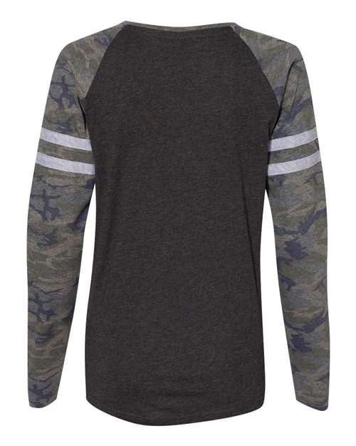 Women's Fine Jersey Mash Up Long Sleeve T-Shirt - Vintage Smoke/ Vintage Camo Back