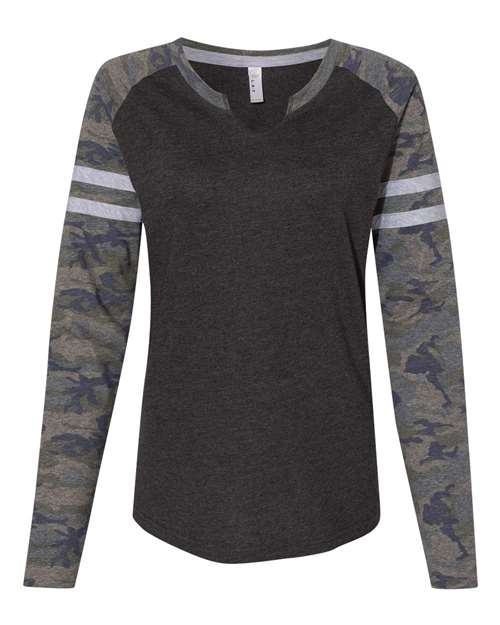 Women's Fine Jersey Mash Up Long Sleeve T-Shirt - Vintage Smoke/ Vintage Camo Front