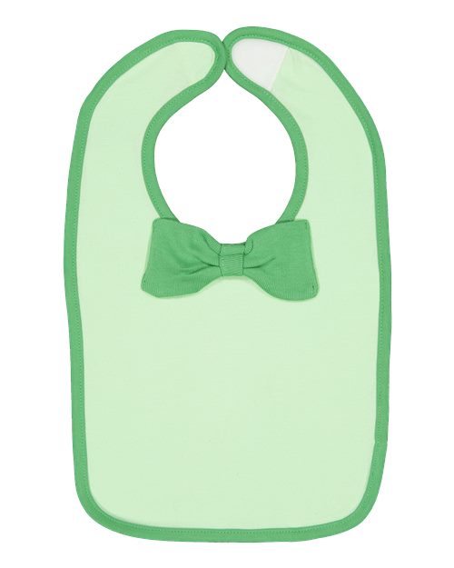 Infant Baby Rib Bow Tie Bib - Mint/ Grass Front