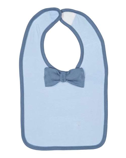 Infant Baby Rib Bow Tie Bib - Light Blue/ Indigo Front