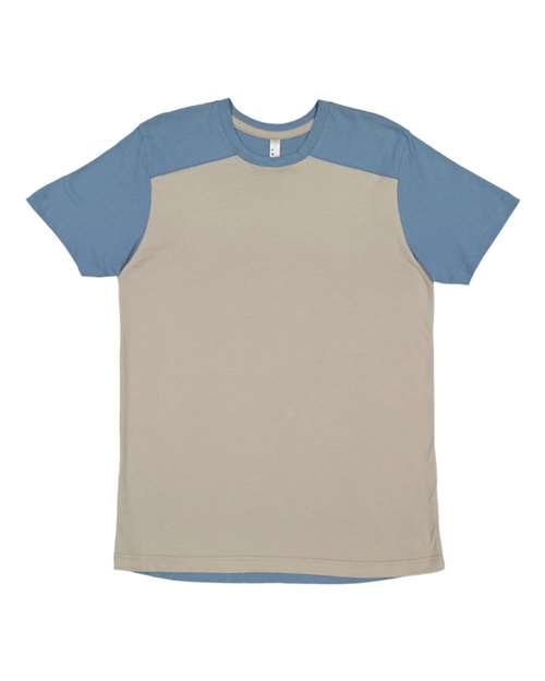 Unisex Forward Shoulder Fine Jersey Tee - Titanium/ Indigo Front