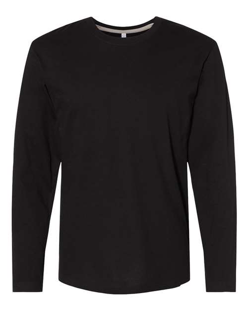 Men's Fine Jersey Long Sleeve Tee - Black Front