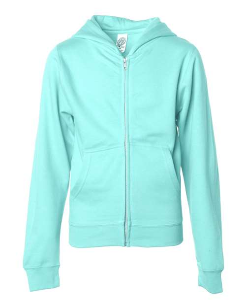 Youth Midweight Full-Zip Hooded Sweatshirt - Mint Front