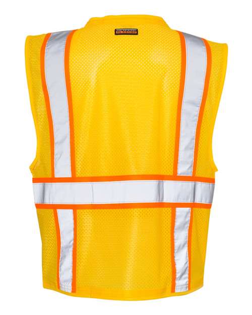 Unisex EV Series® Enhanced Visibility Multi-Pocket Mesh Vest - Yellow/ Orange - B106 Back