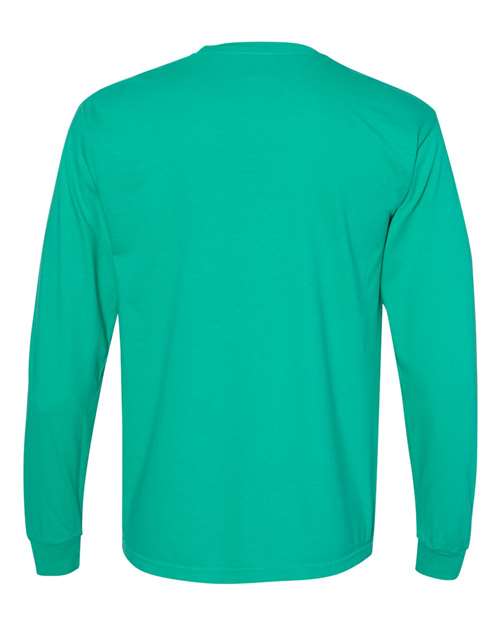 Unisex Garment-Dyed Heavyweight Long Sleeve Pocket T-Shirt - Island Green Back