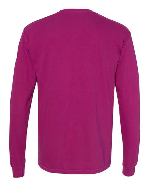 Unisex Garment-Dyed Heavyweight Long Sleeve Pocket T-Shirt - Boysenberry Back