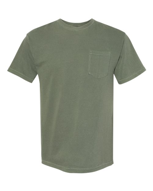 Unisex Garment-Dyed Heavyweight Pocket T-Shirt - Moss Front