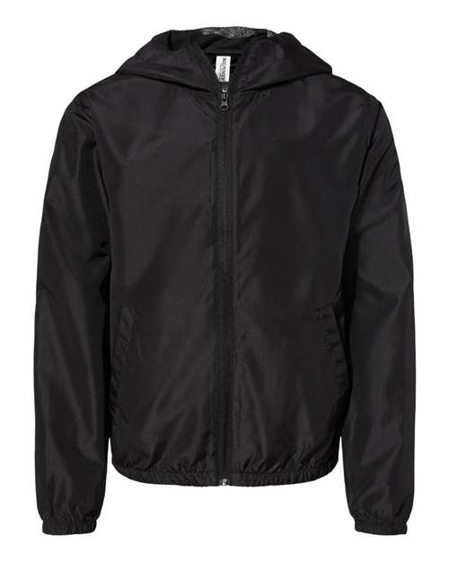 Youth Lightweight Windbreaker Full-Zip Jacket - Black Front