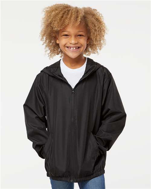 Independent Trading Co. Youth Lightweight Windbreaker Full-Zip Jacket - Model Front
