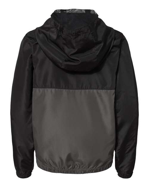 Youth Lightweight Windbreaker Full-Zip Jacket - Black/ Graphite Back