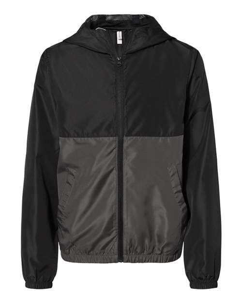 Youth Lightweight Windbreaker Full-Zip Jacket - Black/ Graphite Front