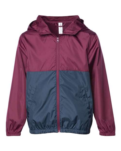 Youth Lightweight Windbreaker Full-Zip Jacket - Maroon/ Classic Navy Front