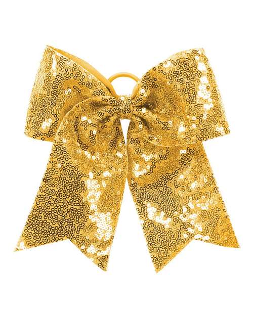 Sequin Cheer Hair Bow - Gold Front