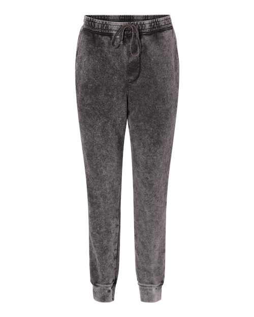 Unisex Mineral Wash Fleece Sweatpants - Black Front