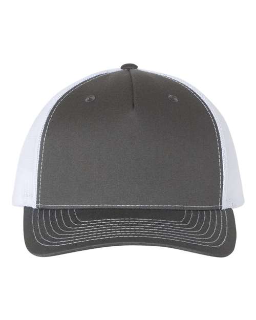 Five-Panel Trucker Cap - Charcoal/ White Front