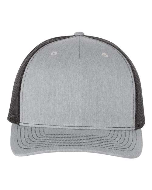 Five-Panel Trucker Cap - Heather Grey/ Black Front