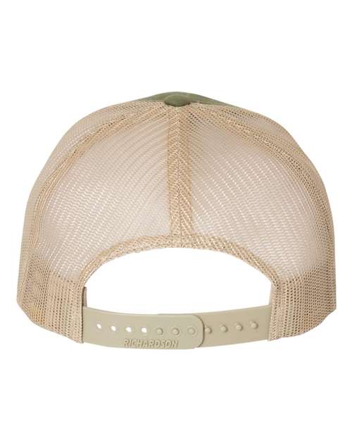 Five-Panel Trucker Cap - Army Olive Green/ Tan Back