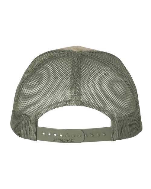 Five-Panel Trucker Cap - Pale Khaki/ Loden Green Back