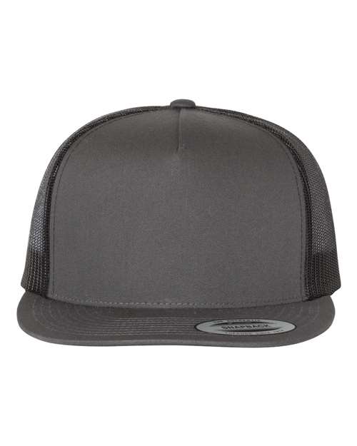 Classic Five-Panel Trucker Cap - Charcoal/ Black Front