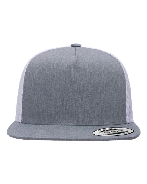 Classic Five-Panel Trucker Cap - Heather/ White Front