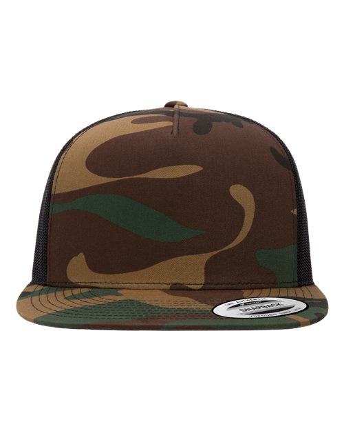Classic Five-Panel Trucker Cap - Green Camo/ Black Front