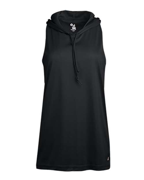 Women's B-Core Racerback Hooded Tank Top - Black Front
